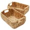 Casafield Set of 2 Water Hyacinth Seagrass Oval Storage Baskets with Wooden Handles - Woven Bin Organizers